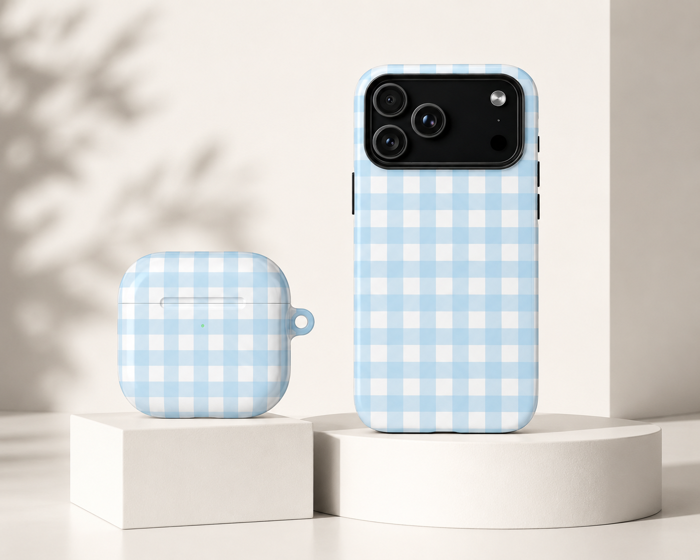 Gingham Sky Bundle – MagSafe Case + AirPods Case